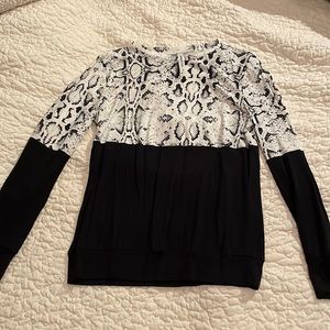 Black and white snake print long sleeve shirt.